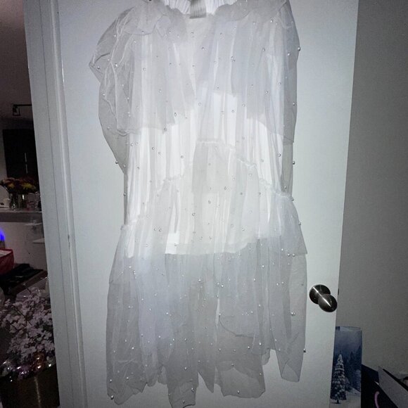 Anthropologie  - PLUS SIZE Maeve Tulle and Pearl Embellished Sheer Skirt - Picture 6 of 7